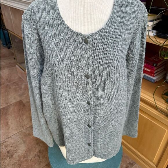 NIC+ZOE Gray Button Cardigan XXL – Cotton Blend Knit NWT - Picture 2 of 7